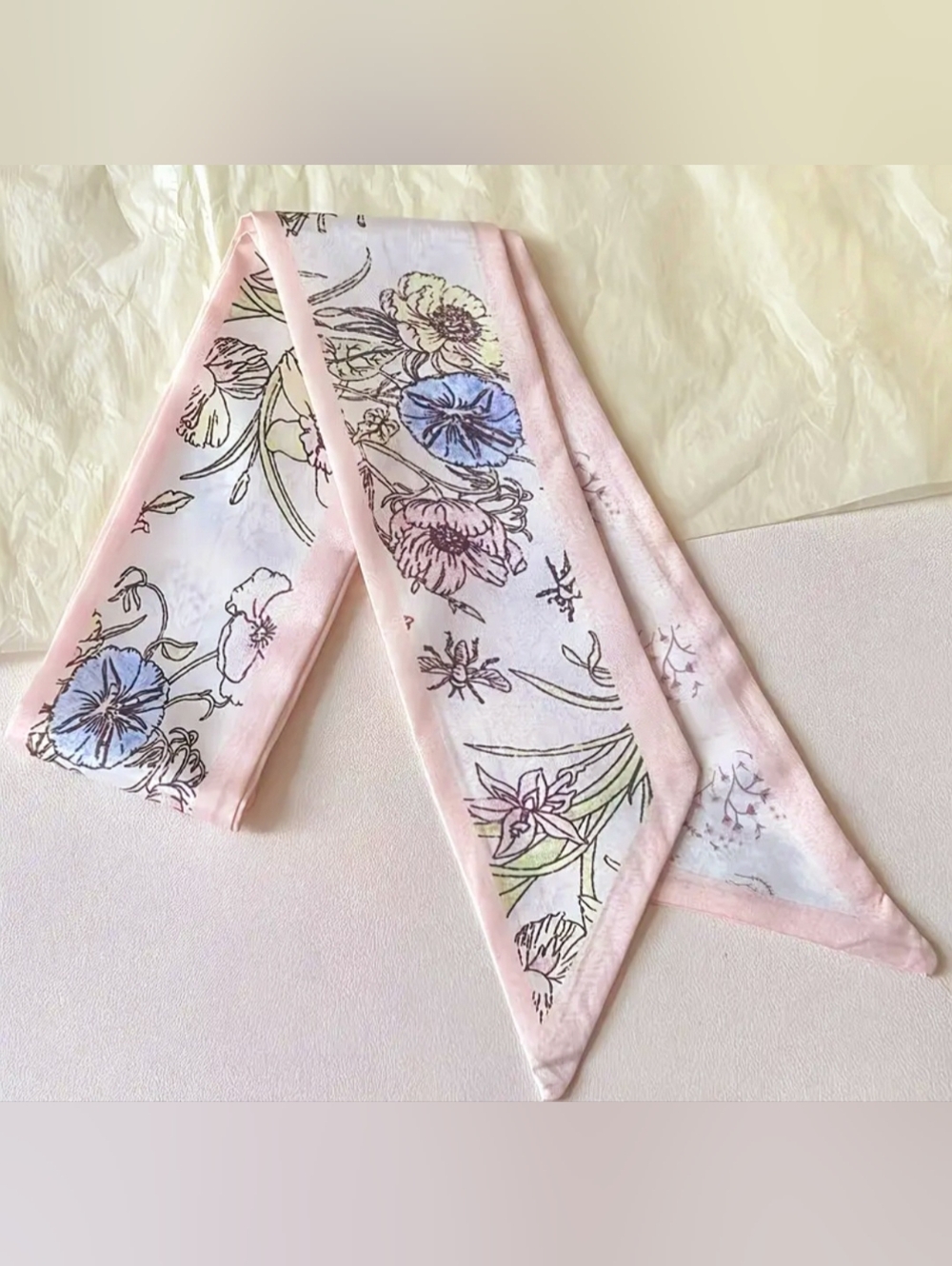 Set of Four Satin  Floral & Pastel Scarves - Picture 5 of 8